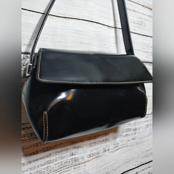 DKNY Shoulder Handbag In Patent Black Prom Dance Eveninf Y2K - Picture 4 of 8